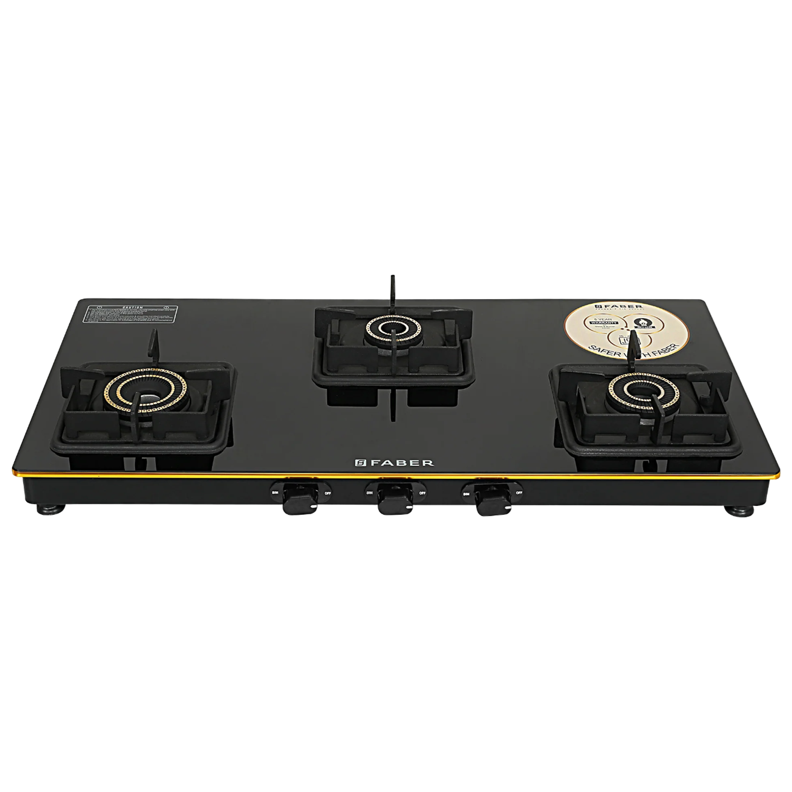 Buy Faber Prince Plus Toughened Glass Top 3 Burner Manual Hob Full Brass Burners Black Online 3130